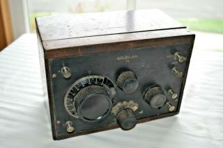 Antique Crosley Model 50 Single 1 Tube Radio Regenerative Receiver Wood Case