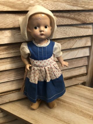 Patsyette Vintage 9” Composition Doll,  Dressed As A Dutch Girl