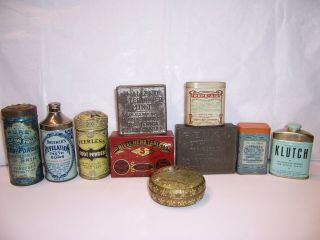 10 Vintage Antique Medical Tins Dental/foot Powder Peps - Aid Skin Food Klutch