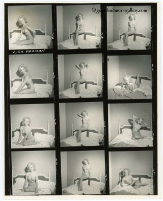 1960s Bunny Yeager Contact Sheet Photo 12 Frames Lisa Yeaman Boudoir Photo Shoot