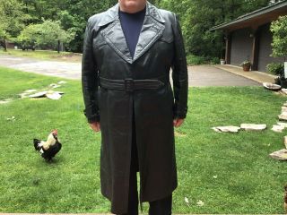Vintage German Full Length Leather Police Trench Coat (1940s And 50s)