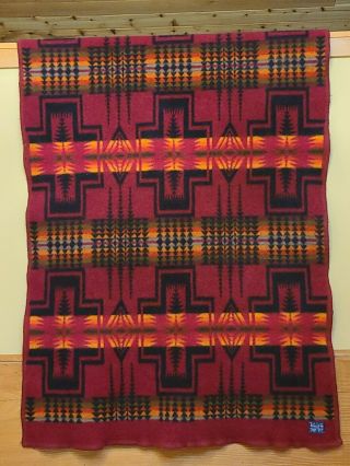 Vintage Pendleton Beaver State Wool Indian Design Blanket 67 X 38
