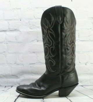 Vintage Womens Heeled Pull On Western Cowgirl Black Leather Boots Size 8.  5 M