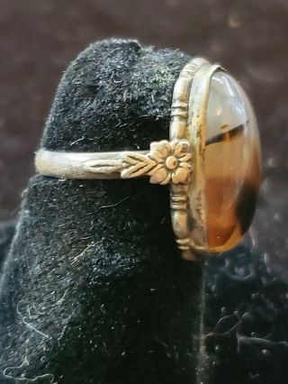 Antique Ostby & Barton OB Sterling banded Agate Ring Size 3.  75 3