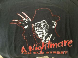 Vintage Nightmare On Elm Street Xl T - Shirt By Line Red Outline Black Shirt