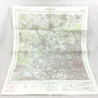 1967 Vintage Military Map Of North West London Kensington Camden Watford Barnet