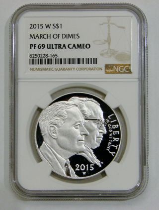 2015 W - March Of Dimes Proof Commemorative Silver Dollar - Ngc Pf 69 Ultra Cam