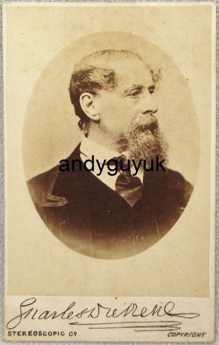 Cdv Charles Dickens Author Novelist Antique Victorian Photo London Stereoscopic