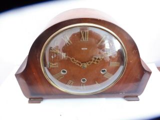 Vintage Bentwood Wooden Cased Smiths Westminster Mantle Chime Mantle Clock