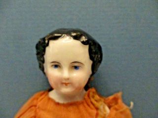 Antique German Porcelain China Head Lady Doll House Dollhouse Sawdust Stuffed 6”
