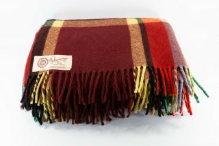 Vintage Onkaparinga Australian Made Pure Wool Red Travel Blanket 168cm X 158cm