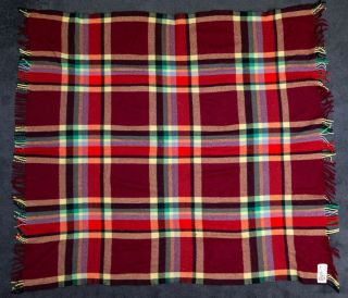 Vintage Onkaparinga Australian Made Pure Wool Red Travel Blanket 168cm x 158cm 2