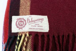 Vintage Onkaparinga Australian Made Pure Wool Red Travel Blanket 168cm x 158cm 3
