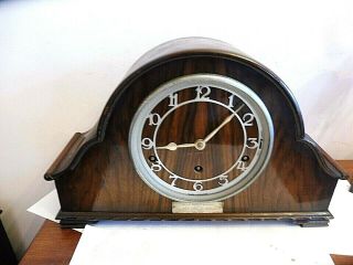 Vintage Bentwood/ Shaped Garrard Oak Cased Mantle Clock E70001a