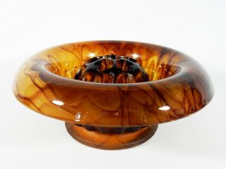 Antique Art Deco Davidson Cloud Glass Amber Float Bowl Vase & Frog Jelly