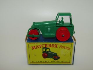 Matchbox Lesney No 1d Aveling Barford Road Roller Red Plastic Code 3 D Box Mib