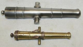 2 Vintage Cannons: One 7.  5” Steel Barrel & One 5.  25” Brass/bronze Barrel C