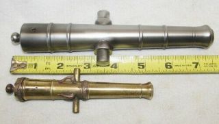 2 Vintage Cannons: One 7.  5” Steel Barrel & One 5.  25” Brass/Bronze Barrel C 2