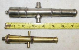 2 Vintage Cannons: One 7.  5” Steel Barrel & One 5.  25” Brass/Bronze Barrel C 3