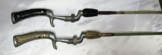 2 Vintage Jc Higgins Pistol Grip Solid Fiberglass Bait Casting Fishing Rods