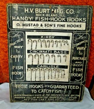 Rare O.  Mustad & Son Fish Hooks For Burt Co. ,  Rock Island,  Ill Advertising Display