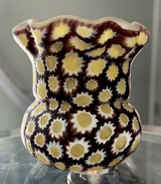 Antique Rare Ca.  1910 Murano Millefiori Glass Vase Toothpick Holder - Toso - Wow