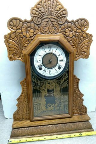 Antique E.  Ingraham Mantel Mantle Kitchen Parlor Shelf Clock,  8 Day