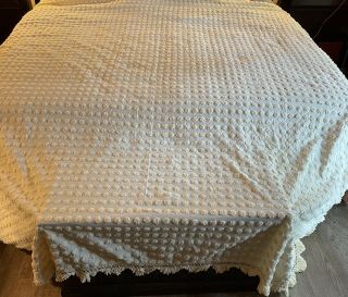 Vintage Chenille Yellow Popcorn/hobnail Lightweight Full Size Bedspread/coverlet