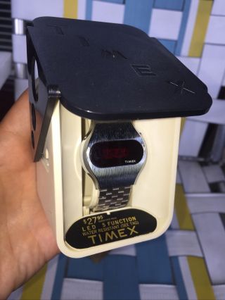 Nos? Vintage Timex Red Led Lcd Digital Watch With Box & Display