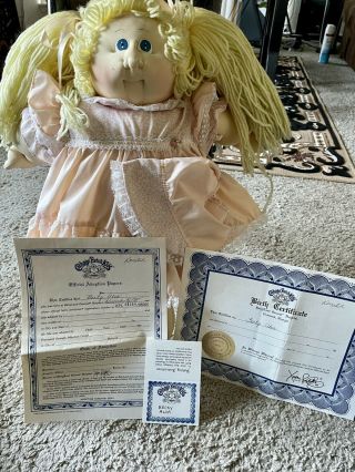 Vintage 1985 Cabbage Patch Doll With Birth Certificate & Adoption Papers