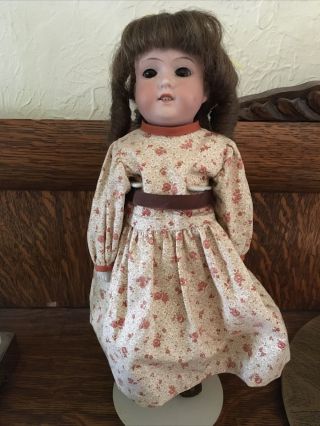 Antique German Armand Marseille Doll Kid Leather Body 14” A.  M.  370 6/0 Xdi