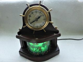 Vintage United Clock 454 Nautical Motion Fish Ocean Sea Lighted Ships Wheel
