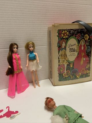 Vintage 1970 Dawn Dolls & Case And Accessories