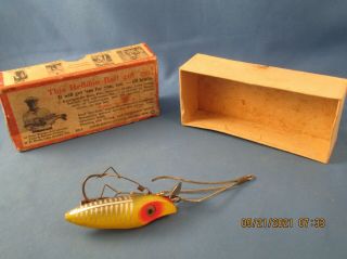 Heddon N9119xry No Snag River - Runt - Spook Sinker Yellow Lure 1934 W/ " Brush " Box