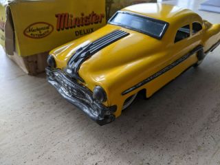 Vintage 1954 Pontiac Chieftain Yellow Minister Delux Tin Friction Car 10 ",  Box