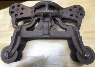 Antique Cast Iron Leader Hay Carrier Barn Trolley