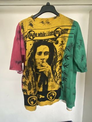 Vintage Bob Marley T Shirt 90s Xl All Over Print