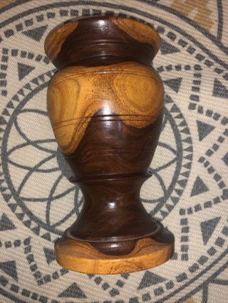Antique Lignum Vitae Wooden Treen Turned Container Trinket Jar Barrel Shape
