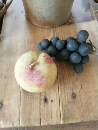 Antique Vintage Italian Alabaster Stone Fruit Peach And Black Grapes