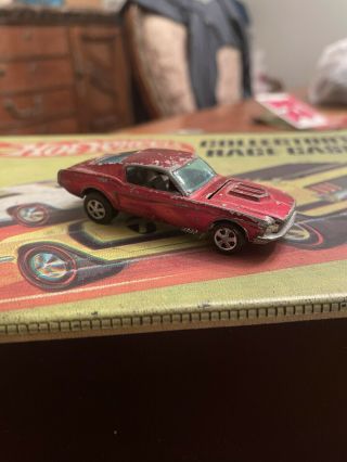Hotwheels Redline Custom Mustang,  Red,  1967,  Black Interior