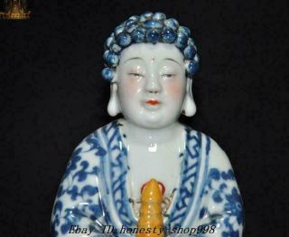 6.  8  old Tibetan Buddhism temple Blue&white porcelain Shakyamuni Buddha statue 2