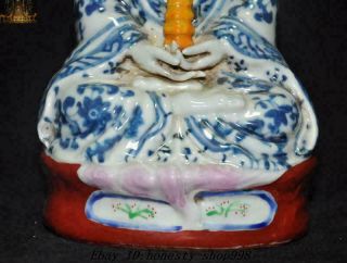 6.  8  old Tibetan Buddhism temple Blue&white porcelain Shakyamuni Buddha statue 3