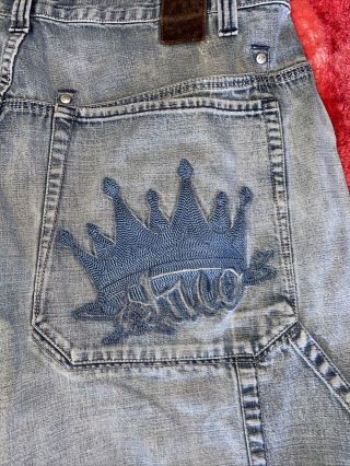 Vintage Jnco Jeans Mens Crown Denim Jean Shorts Blue Size 38 90s
