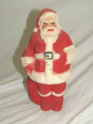 Antique Pressed Cardboard Santa Candy Container Vintage Christmas Ornament 1950s