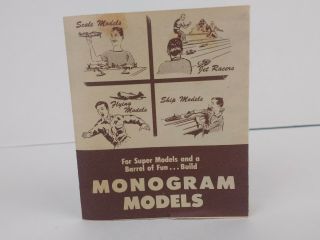 Vintage Monogram Models Paper Advertising 2 - Side Foldout Brochure Late 40’s - 50’s
