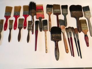 Vintage & Antique Artists Paint Brushes From A Sign Maker (23) Long Red