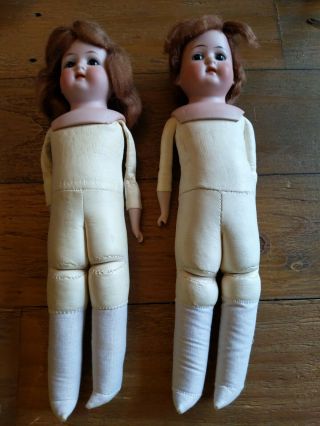 2 Twin Antique German Heubach Koppelsdorf Bisque Dolls 275 18/0 Kid Body