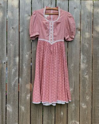 Vintage 70s Candi Jones Ca Cottage Core Paisley Dress Prairie 26” Waist