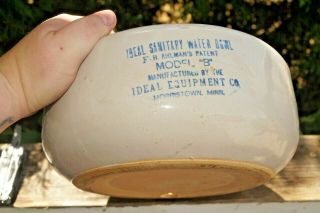 Vintage Antique 1920s Stoneware Ideal Minn.  Farm Advertising Water Bowl Crock