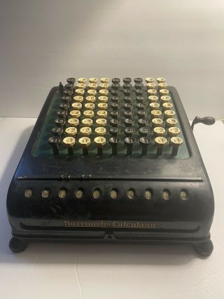 Antique Vintage 1920s Burroughs Adding Machine Calculator 10 Digits Cast Iron